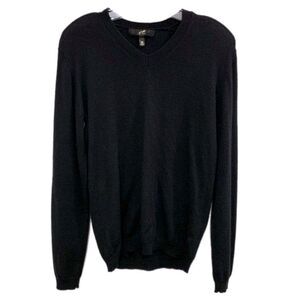 GNW 43% Cashmere 34% Merino Wool Black V-Neck Sweater